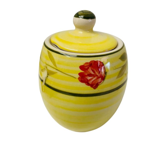 Ginger Jar Ceramic Yellow Floral Jar With Lid Storage 4" Decorative Hand-Painted - Picture 7 of 13